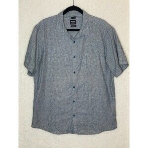 Prana Shirt Men’s XL Blue Short Sleeve Hemp Blend Slim Fit Blue Tiny Check Print